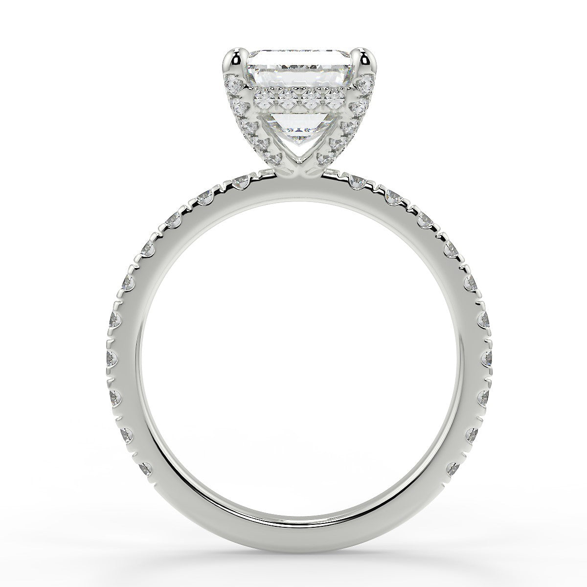 Hidden Halo Engagement Ring Featuring 2.53 CT Emerald Moissanite 2