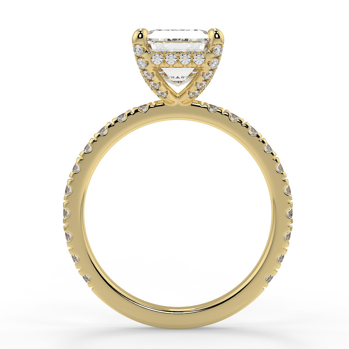 Hidden Halo Engagement Ring Featuring 2.53 CT Emerald Moissanite 5