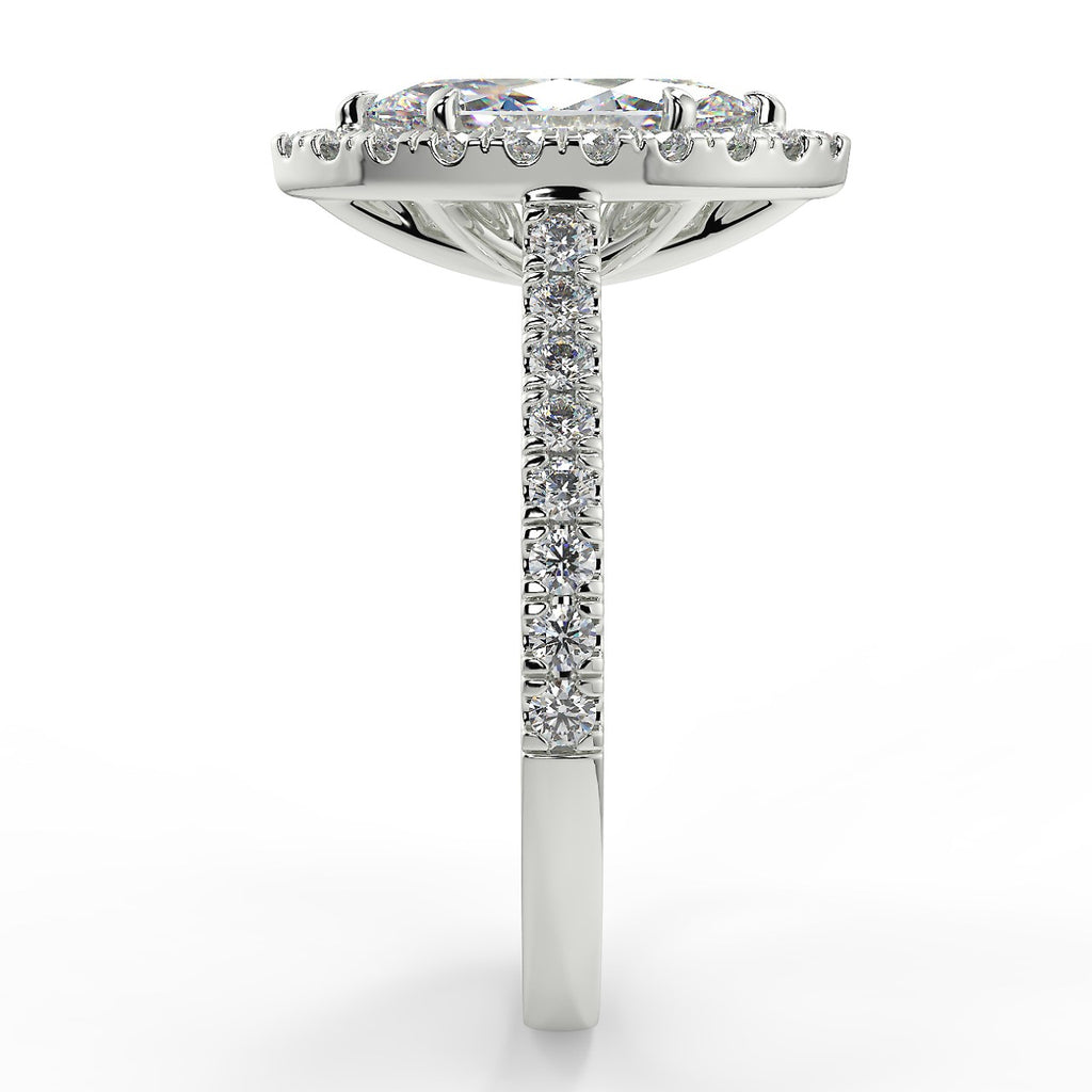 Halo Engagement Ring Featuring 0.9 CT Marquise Moissanite 6