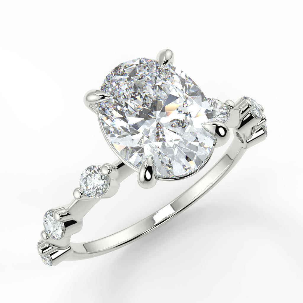 Dainty Pave Engagement Ring Featuring 1.91 CT Oval Moissanite 4