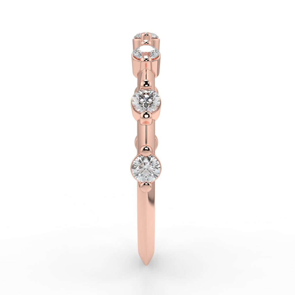 Dainty Pave Wedding Band Featuring 0.28 TCW Round Moissanite 9