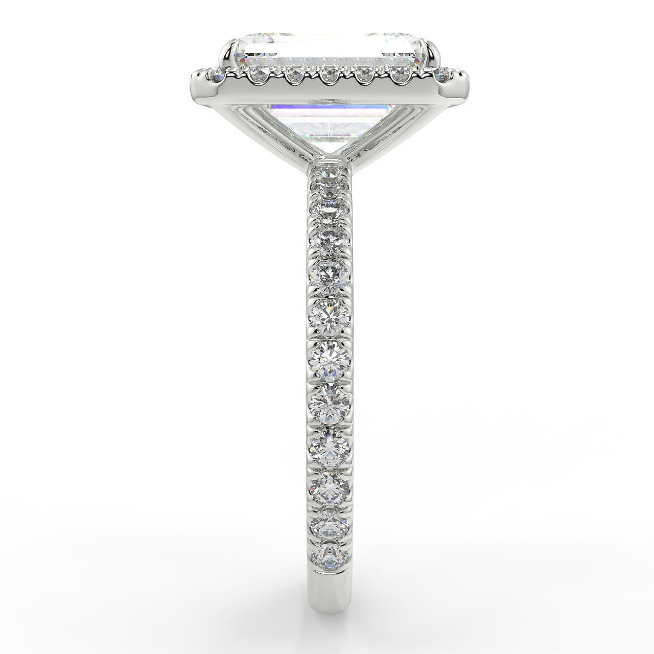 Halo Engagement Ring Featuring 2.53 CT Emerald Moissanite 9