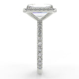 Halo Engagement Ring Featuring 2.53 CT Emerald Moissanite 9