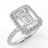 Halo Engagement Ring Featuring 2.53 CT Emerald Moissanite 1