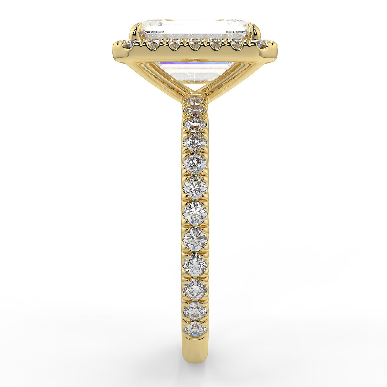 Halo Engagement Ring Featuring 2.53 CT Emerald Moissanite 4