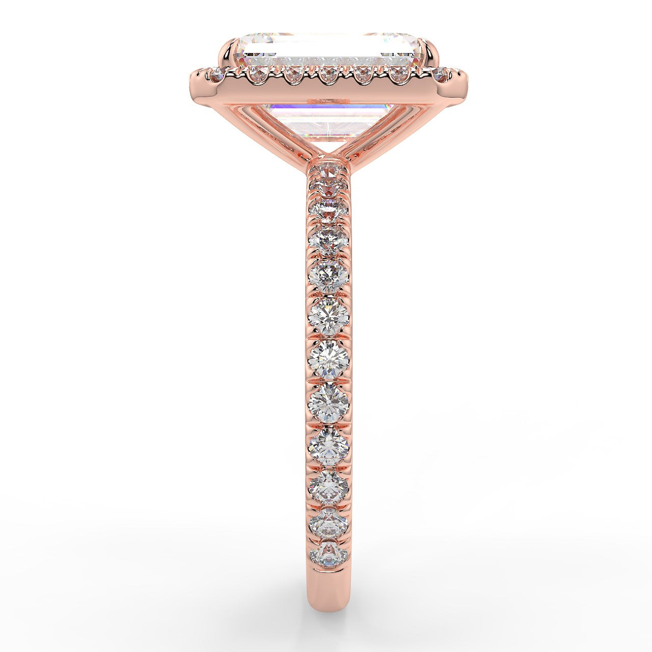 Halo Engagement Ring Featuring 2.53 CT Emerald Moissanite 6