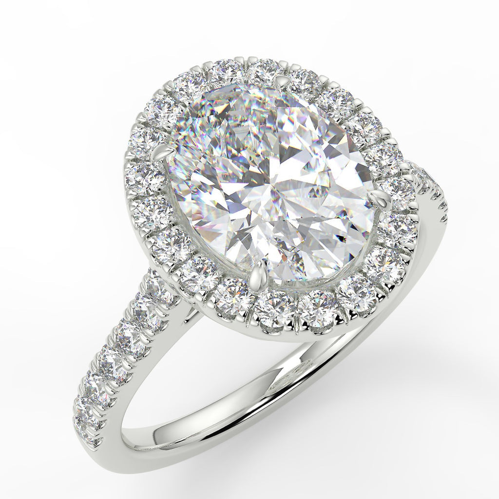 Halo Engagement Ring Featuring 1.91 CT Oval Moissanite 4