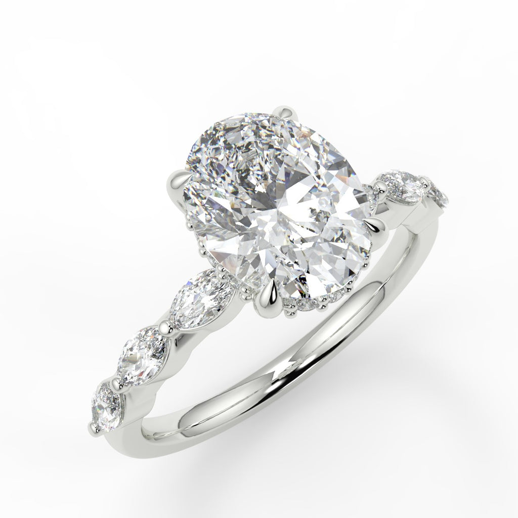Hidden Halo Engagement Ring Featuring 1.91 CT Oval Moissanite 4