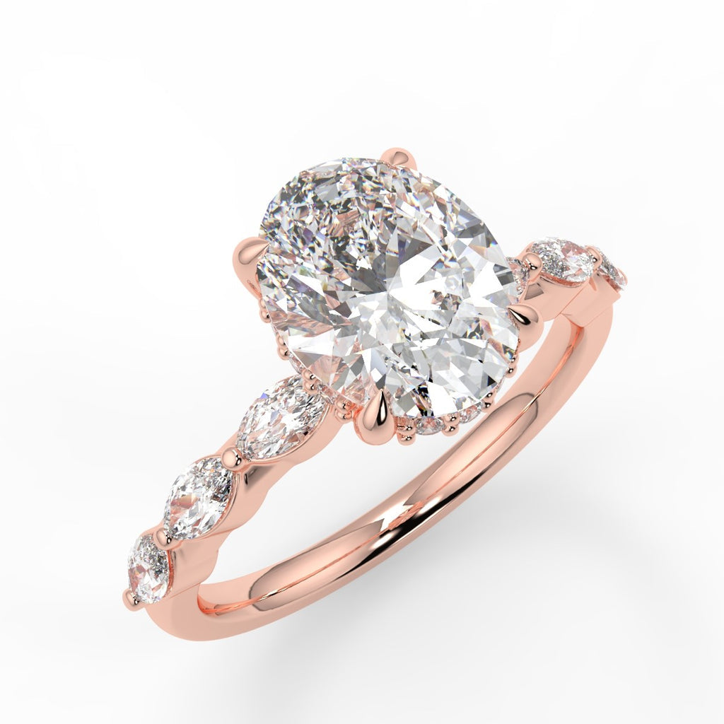 Hidden Halo Engagement Ring Featuring 1.91 CT Oval Moissanite 12