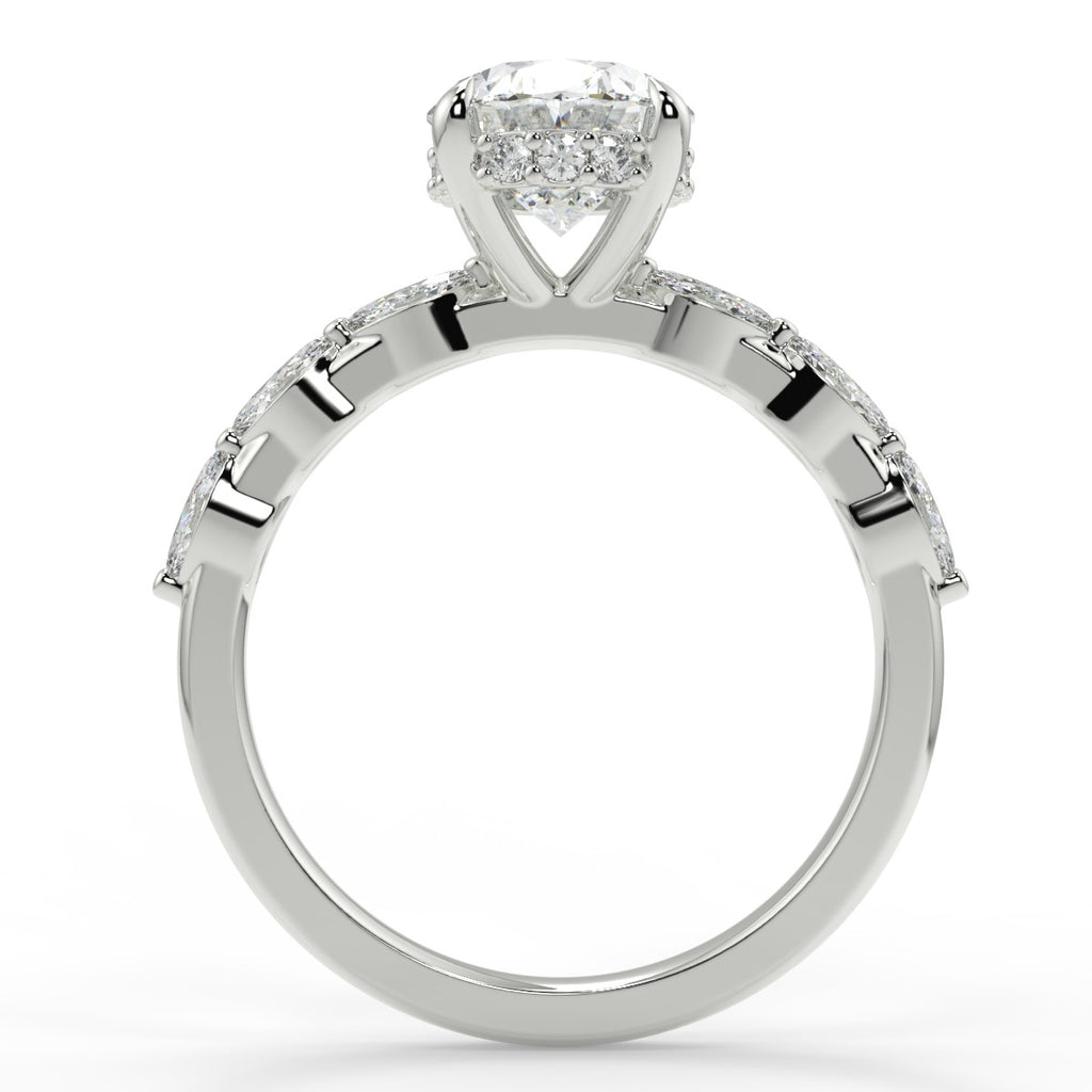 Hidden Halo Engagement Ring Featuring 1.91 CT Oval Moissanite 5