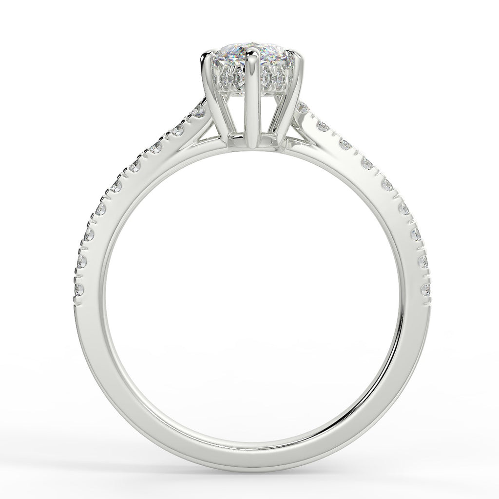 Pave Engagement Ring Featuring 0.90 CT Marquise Moissanite 4