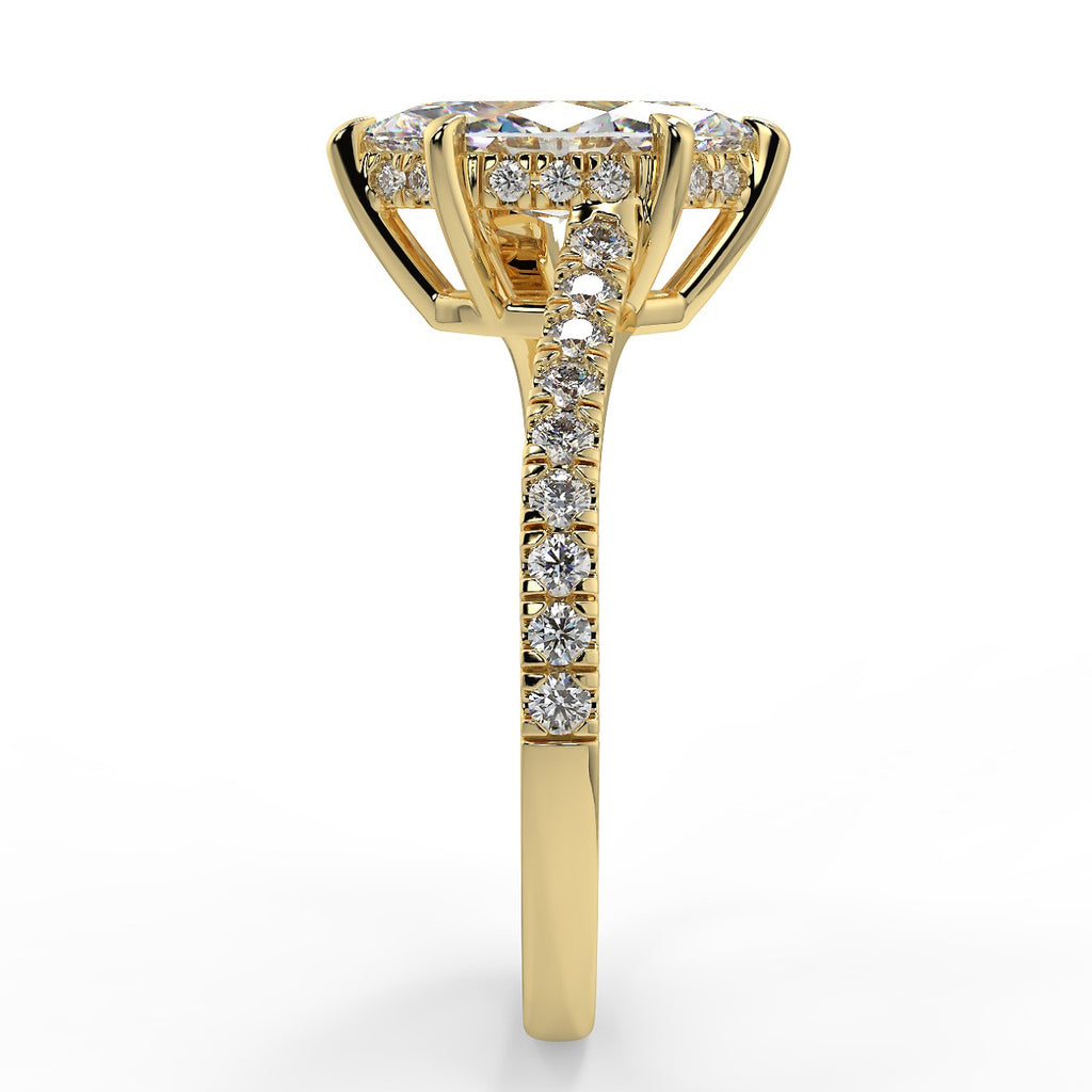 Pave Engagement Ring Featuring 0.90 CT Marquise Moissanite 3