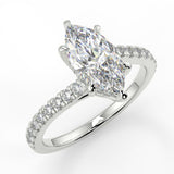 Pave Engagement Ring Featuring 0.90 CT Marquise Moissanite 6