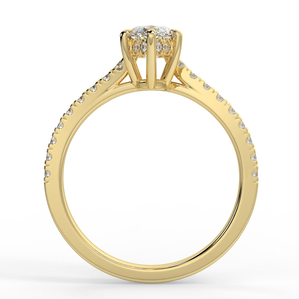 Pave Engagement Ring Featuring 0.90 CT Marquise Moissanite 2