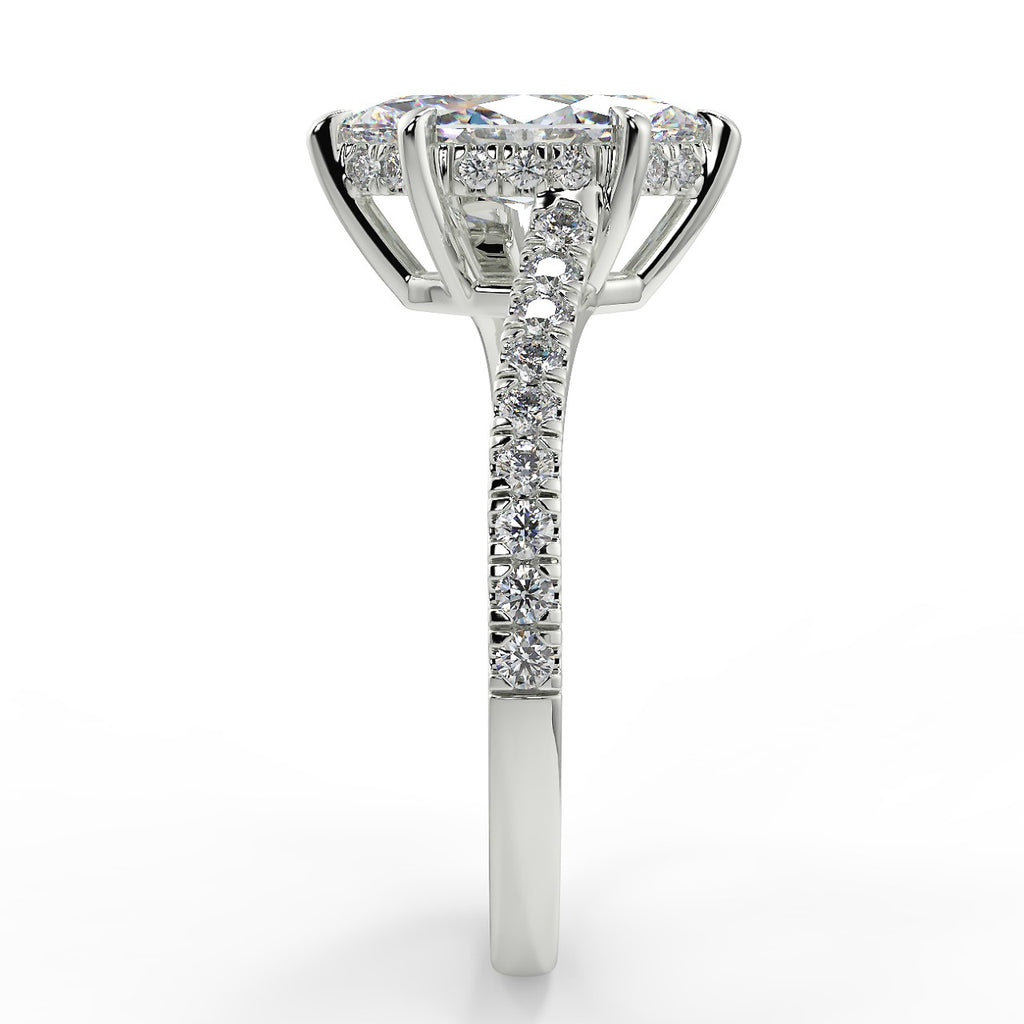 Pave Engagement Ring Featuring 0.90 CT Marquise Moissanite 5