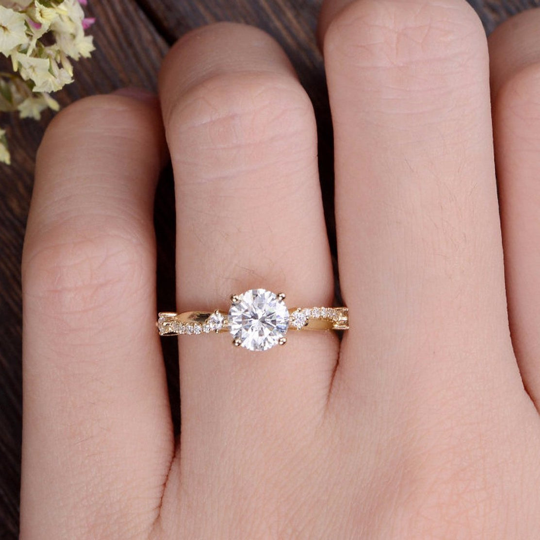 Round Pave Lab Grown Diamond Engagement Ring
