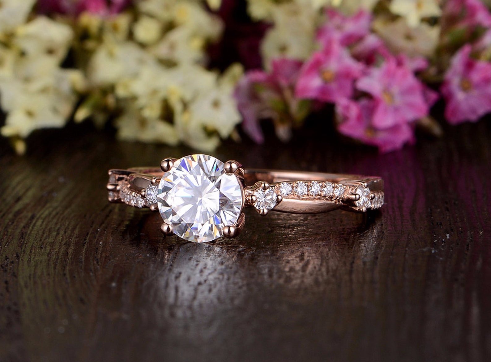 Round Pave Lab Grown Diamond Engagement Ring