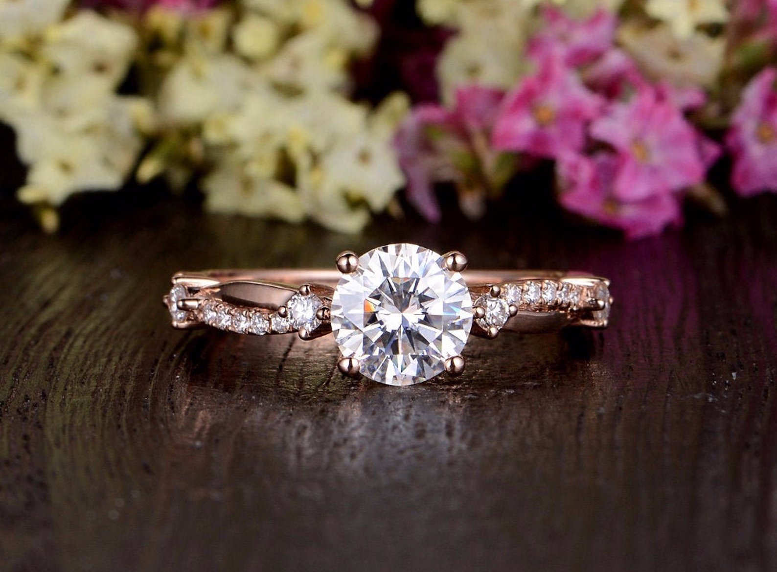 Round Pave Lab Grown Diamond Engagement Ring