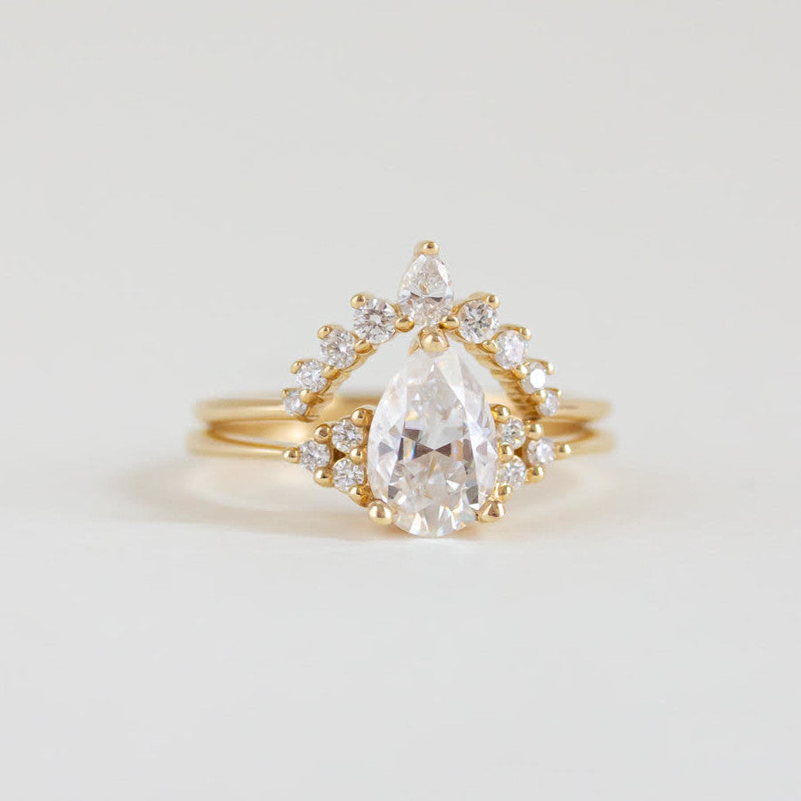 Cluster Engagement Ring Featuring 1.33 CT Pear Moissanite 2