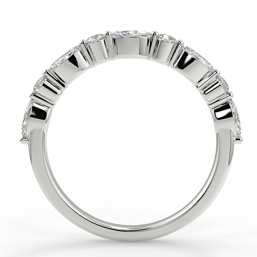 Half Eternity Wedding Band Featuring 0.95 TCW Marquise & Round Moissanite 2