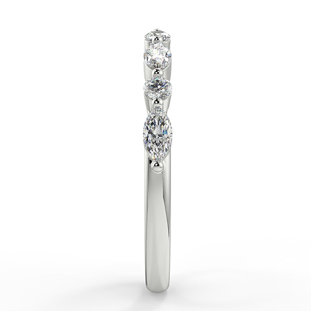 Half Eternity Wedding Band Featuring 0.95 TCW Marquise & Round Moissanite 3