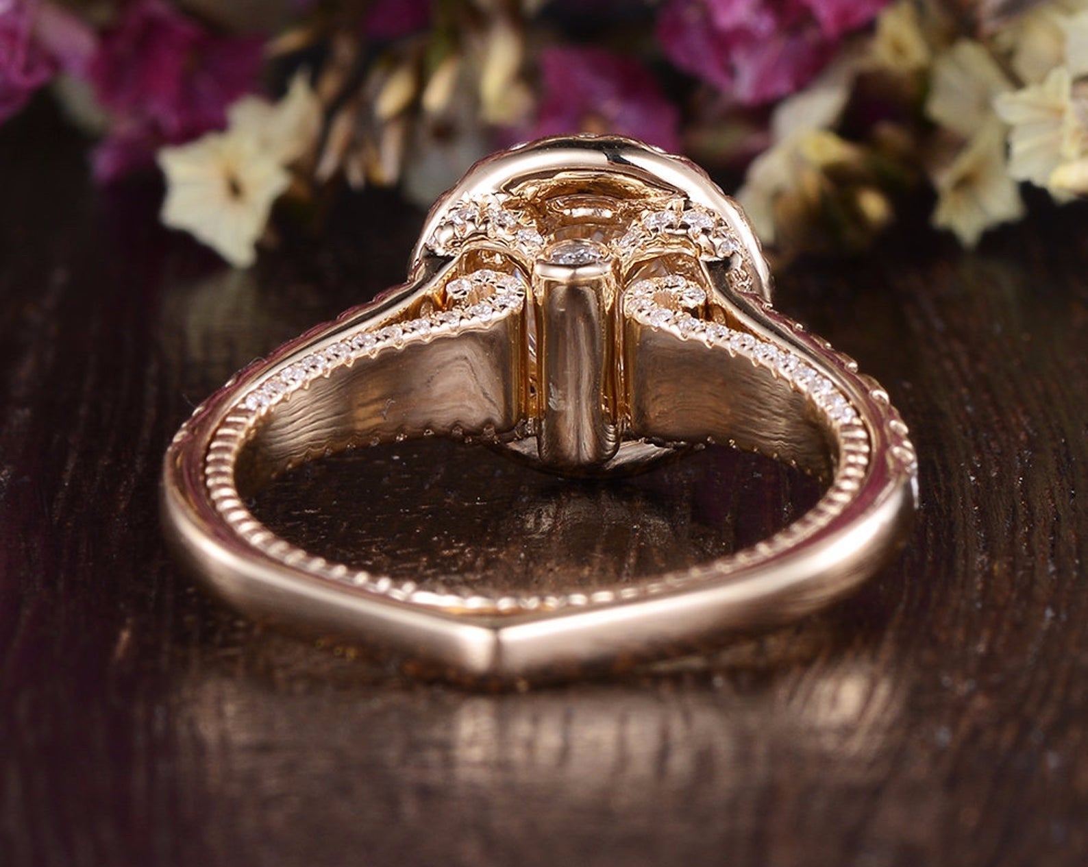 Round Halo, Pave & Split Shank Lab Grown Diamond Engagement Ring