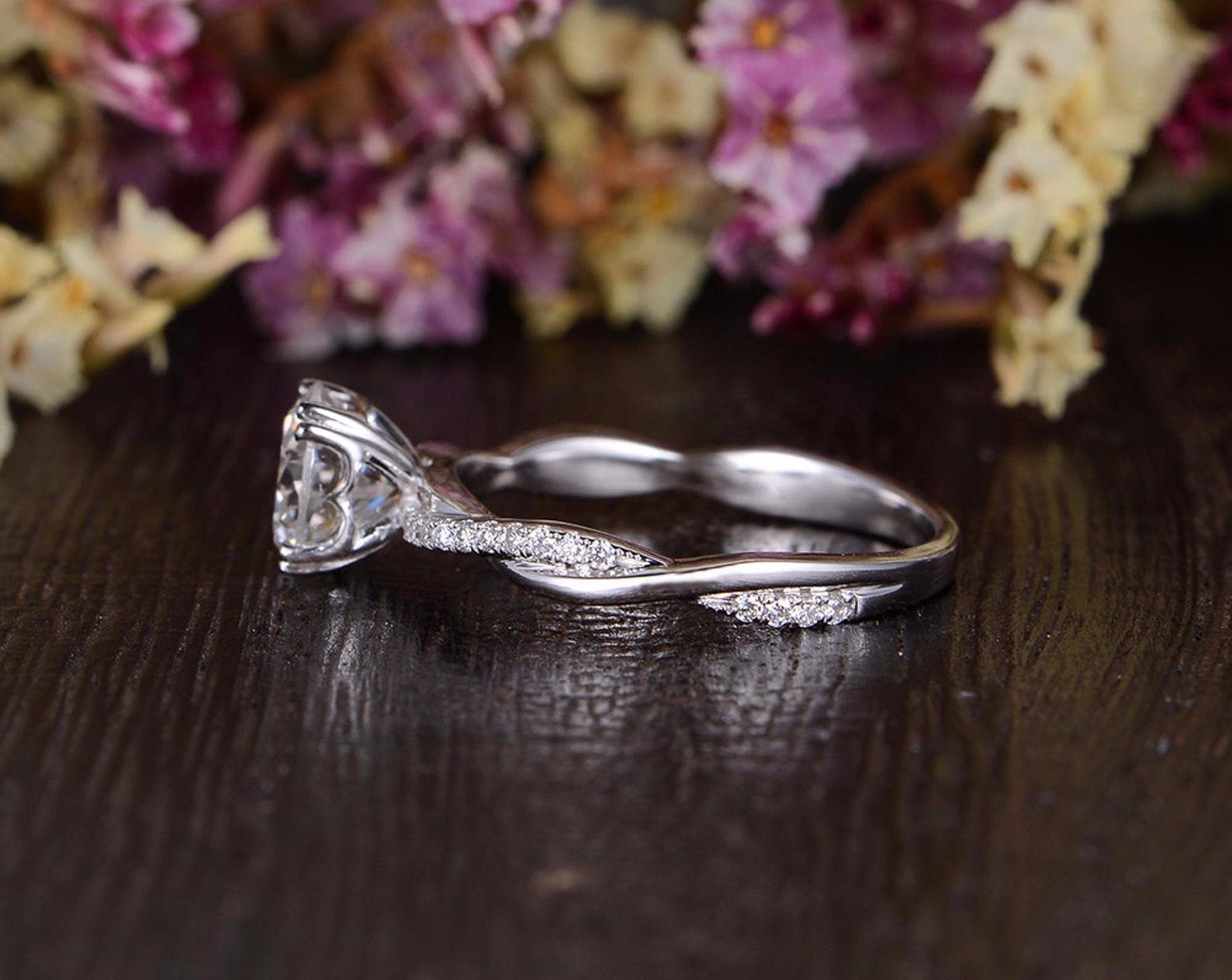 Round Twisted Pave Lab Grown Diamond Engagement Ring