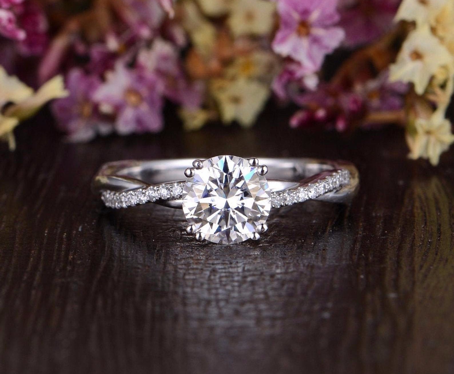 Round Twisted Pave Lab Grown Diamond Engagement Ring
