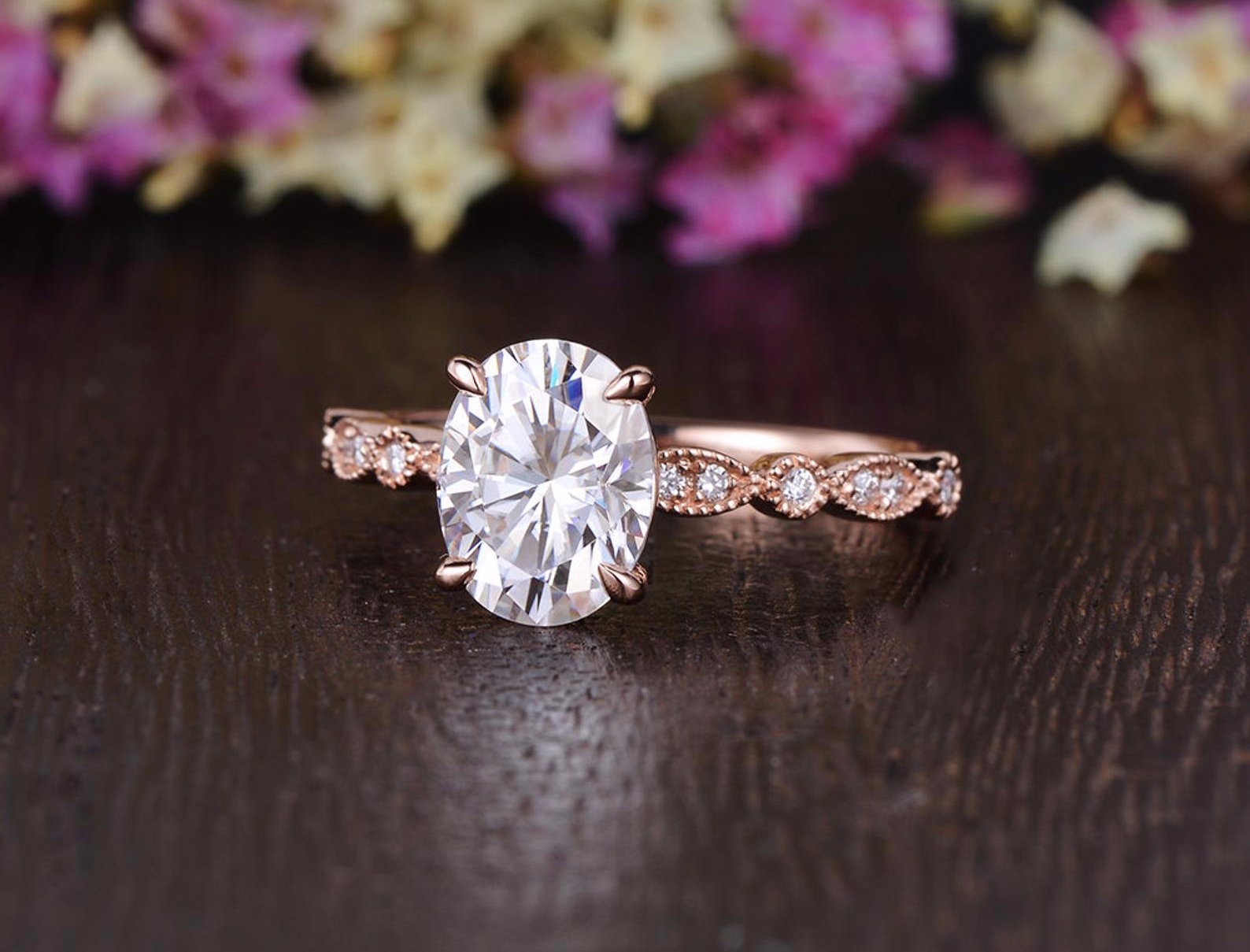 Oval Pave Lab Grown Diamond Engagement Ring