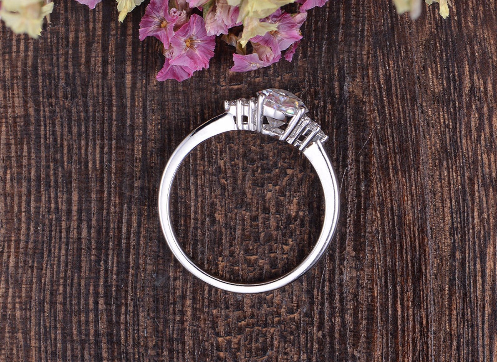 Pear Cluster Lab Grown Diamond Engagement Ring