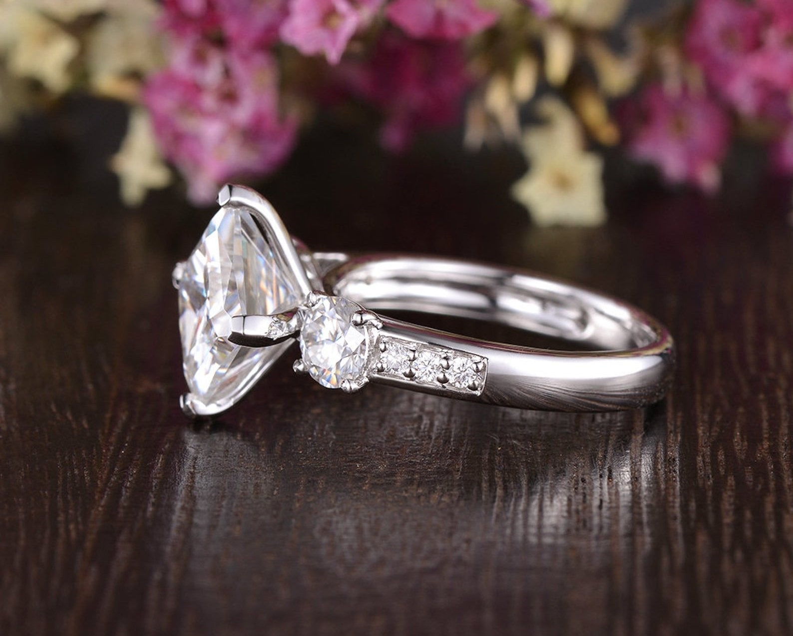 Princess Cluster Lab Grown Diamond Engagement Ring