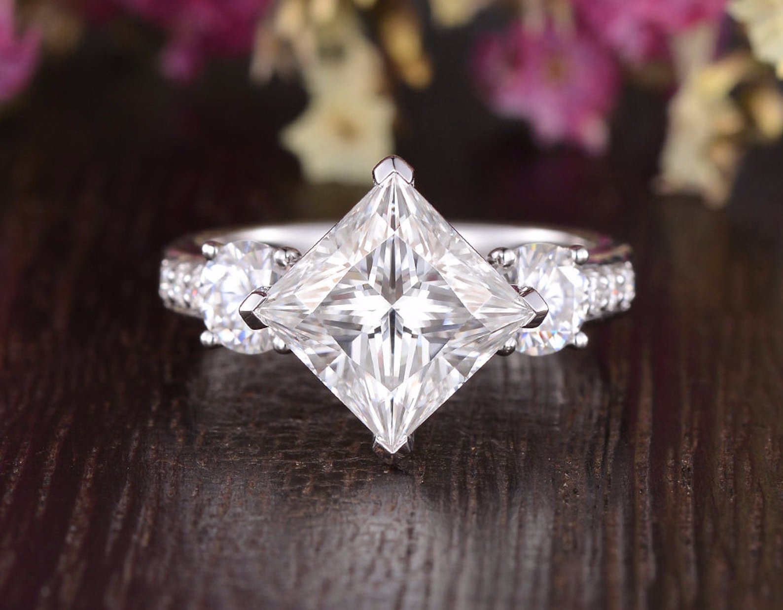 Princess Cluster Lab Grown Diamond Engagement Ring