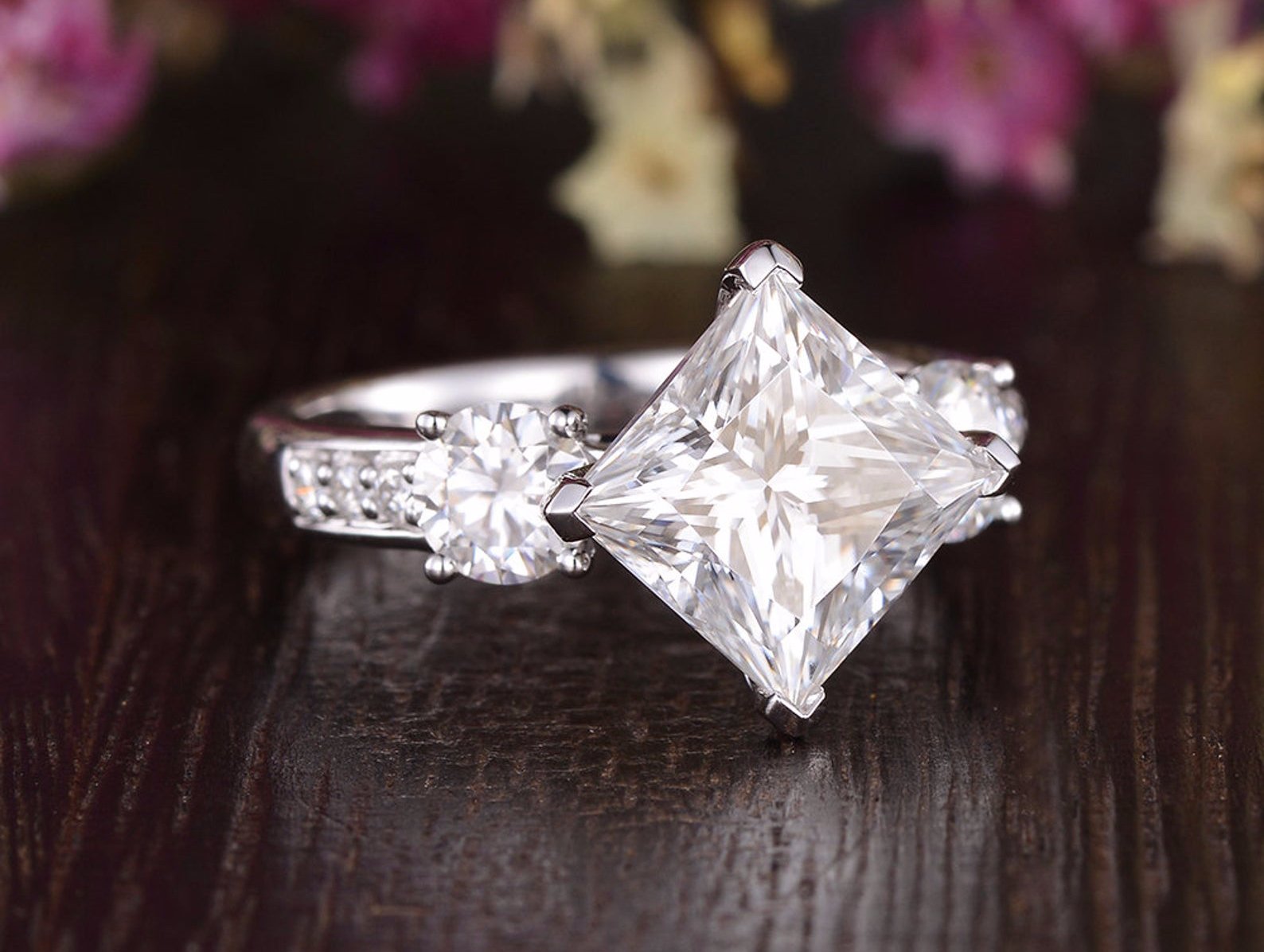 Princess Cluster Lab Grown Diamond Engagement Ring