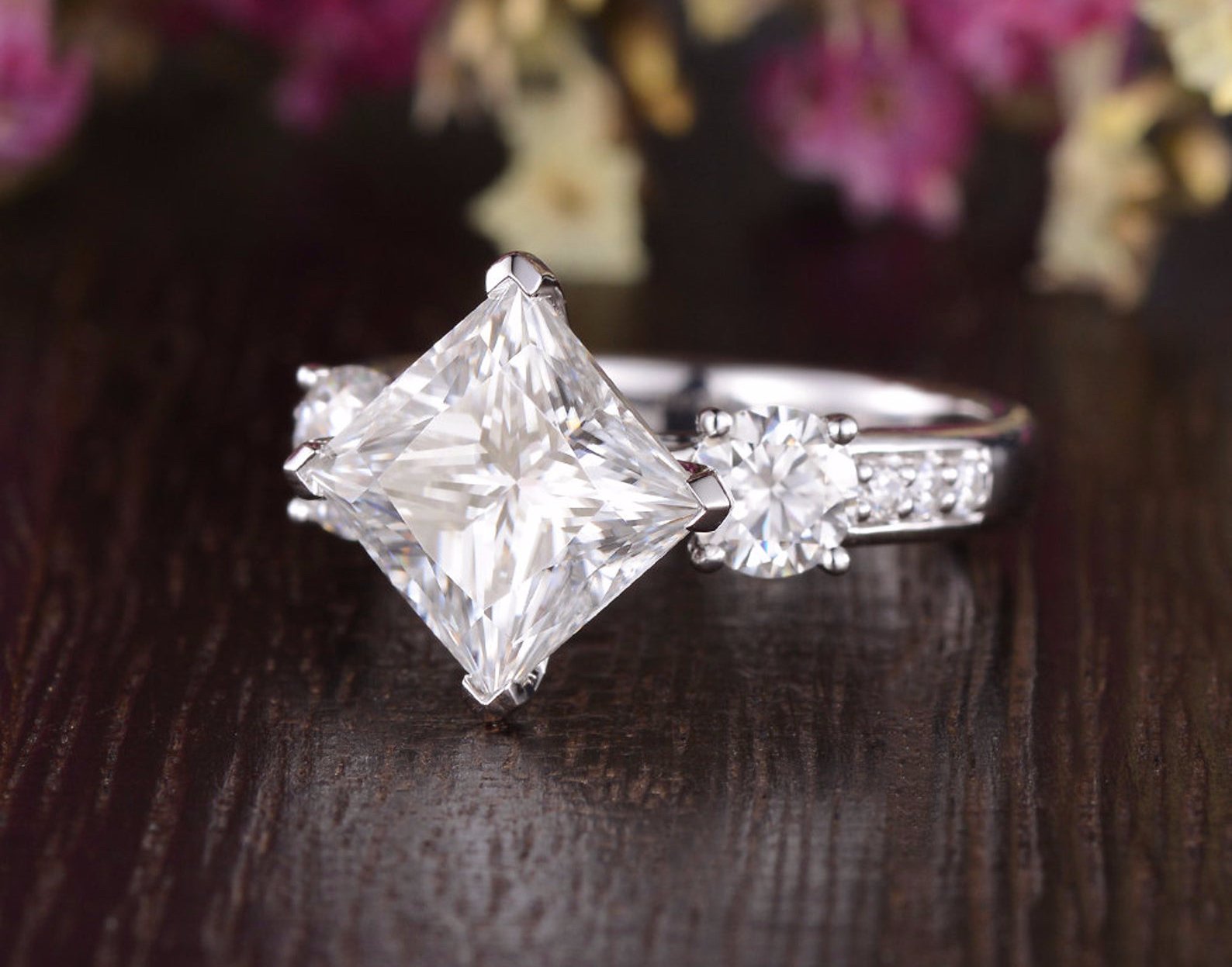 Princess Cluster Lab Grown Diamond Engagement Ring