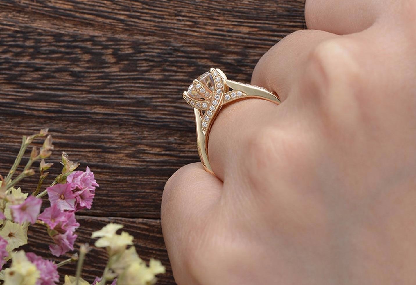 Round Pave Lab Grown Diamond Engagement Ring