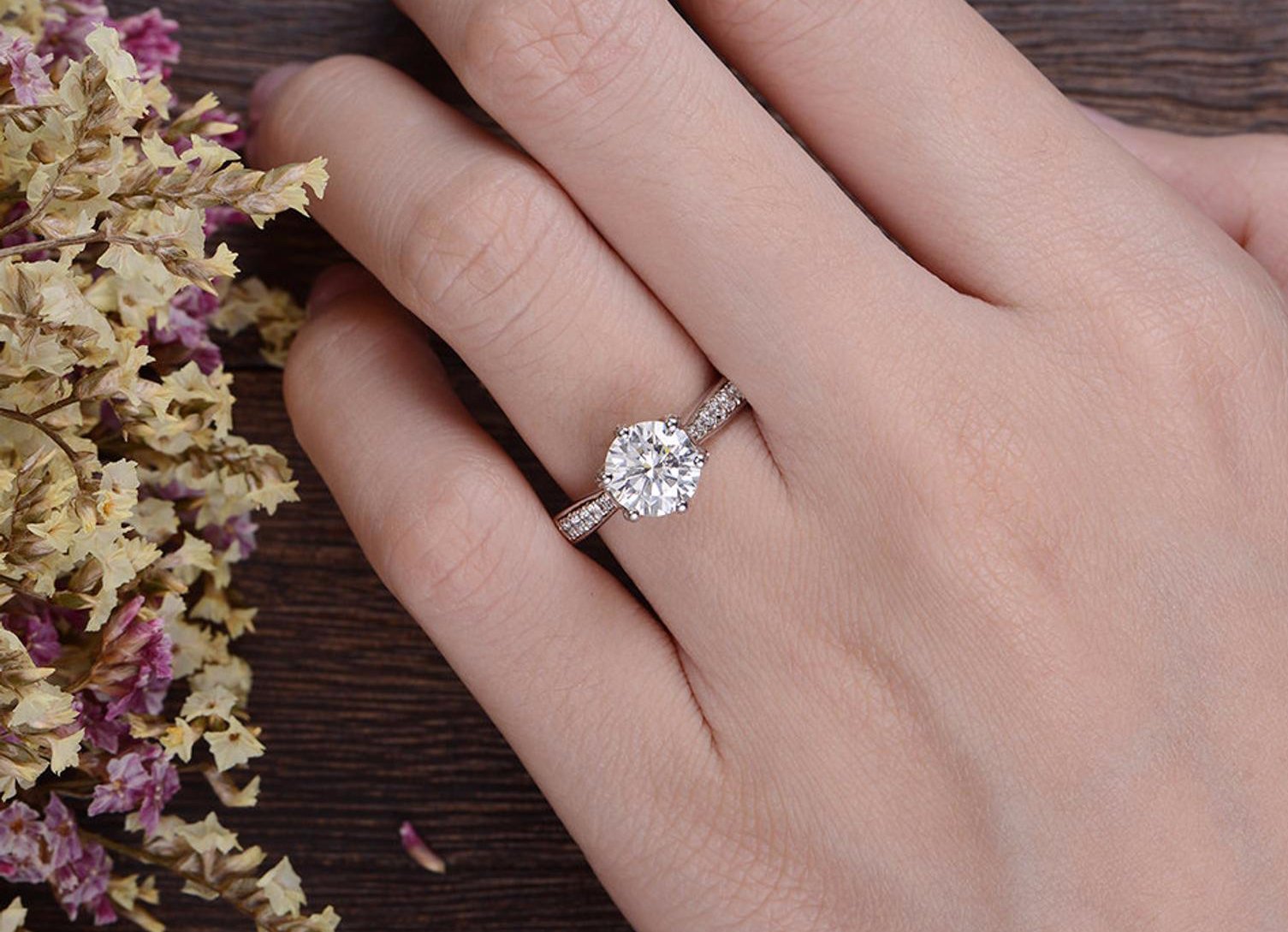 Round Pave Lab Grown Diamond Engagement Ring