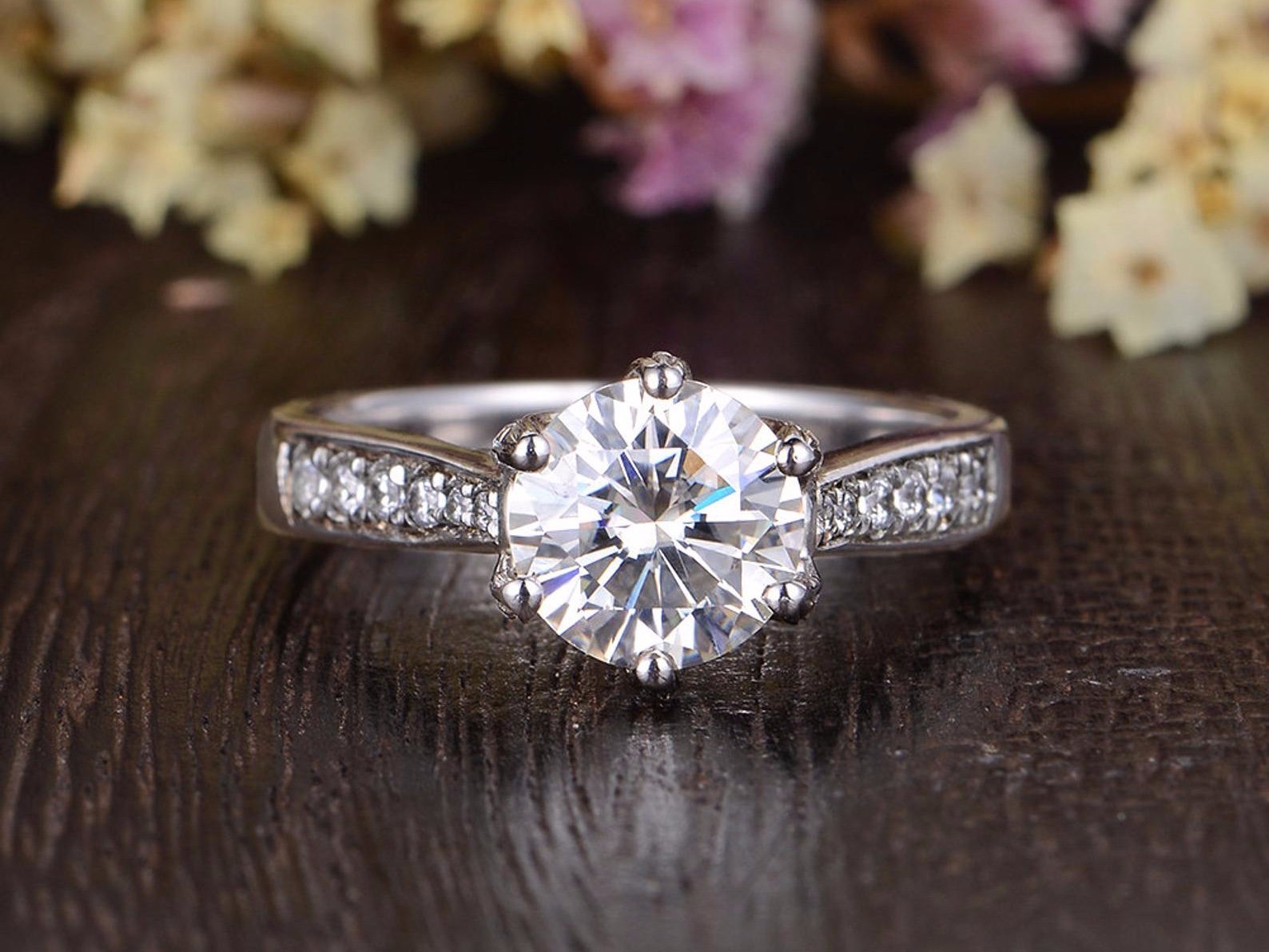 Round Pave Lab Grown Diamond Engagement Ring
