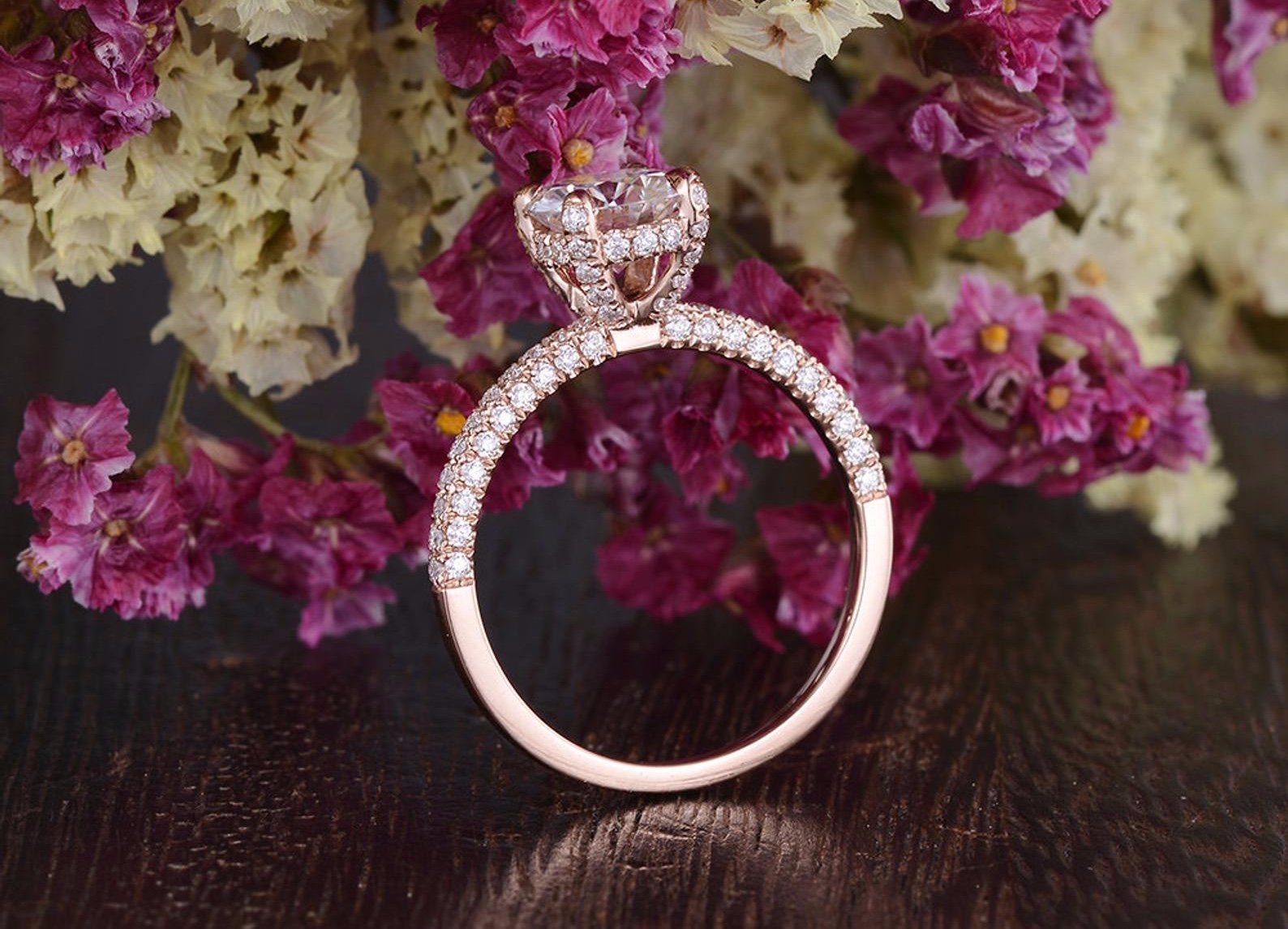 Round Pave Lab Grown Diamond Engagement Ring