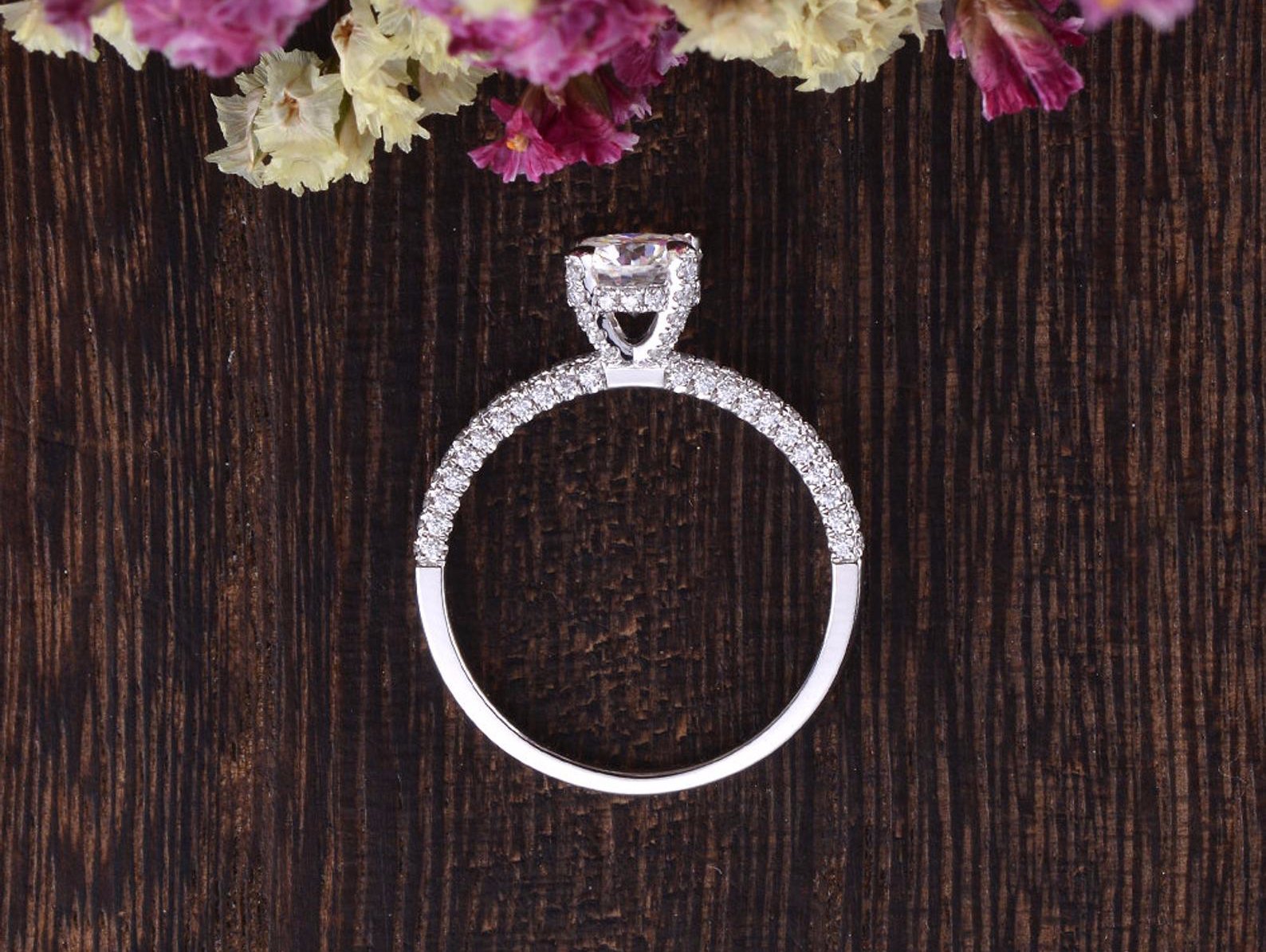Round Pave Lab Grown Diamond Engagement Ring