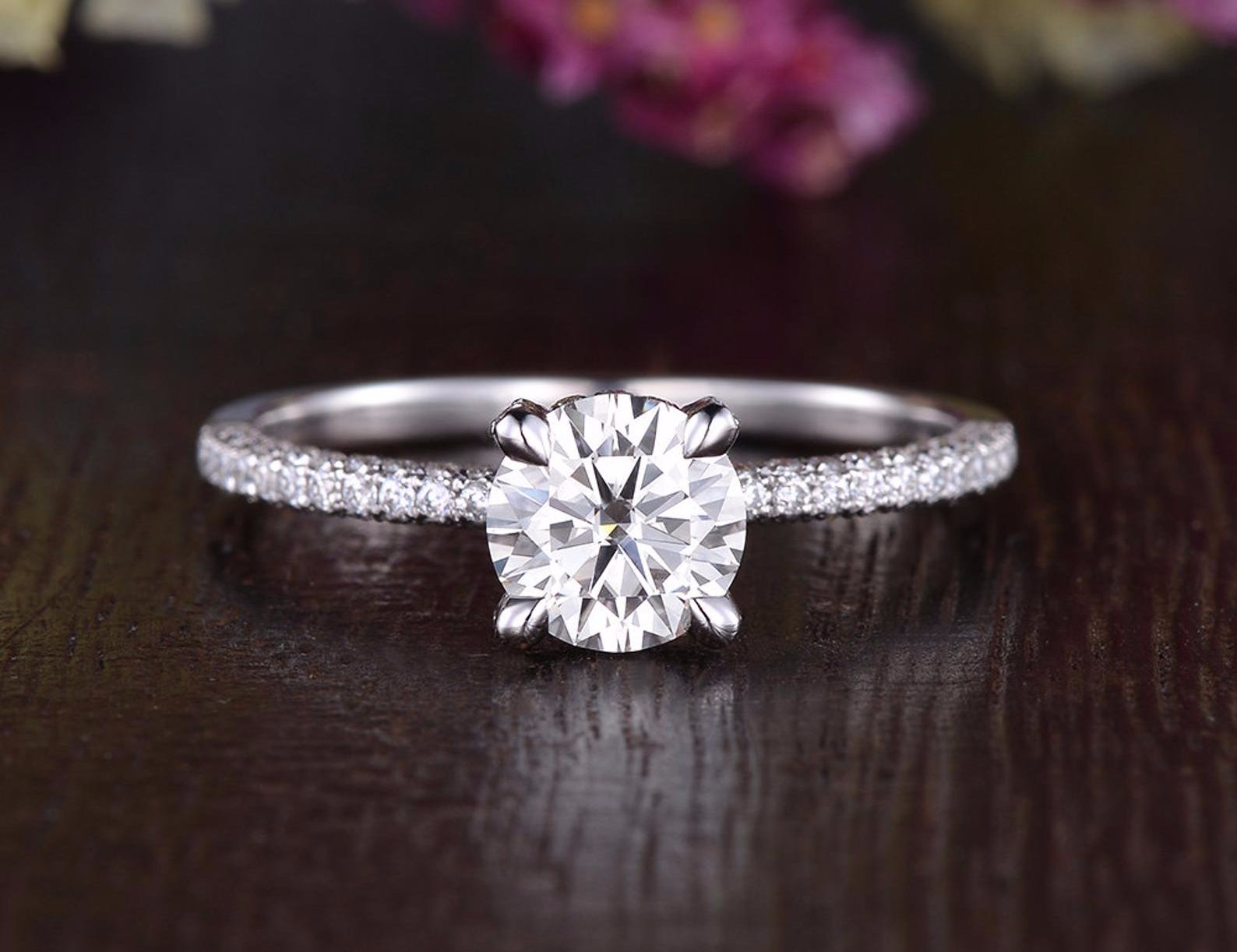 Round Pave Lab Grown Diamond Engagement Ring