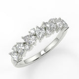0.66 TCW Round & Pear Moissanite Cluster Style Wedding Band - farrellouise