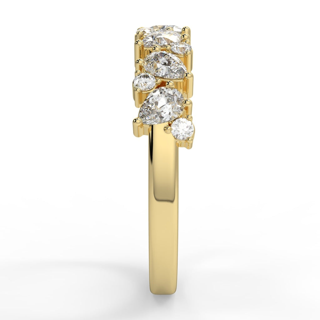 0.66 TCW Round & Pear Moissanite Cluster Style Wedding Band - farrellouise