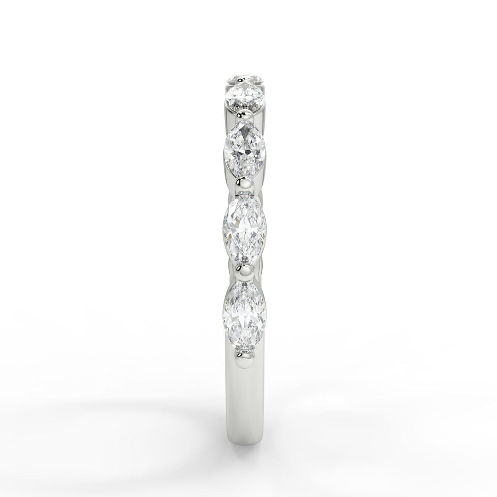 Bubble Prong Setting Wedding Band Featuring 0.47 TCW Marquise  Moissanite 3