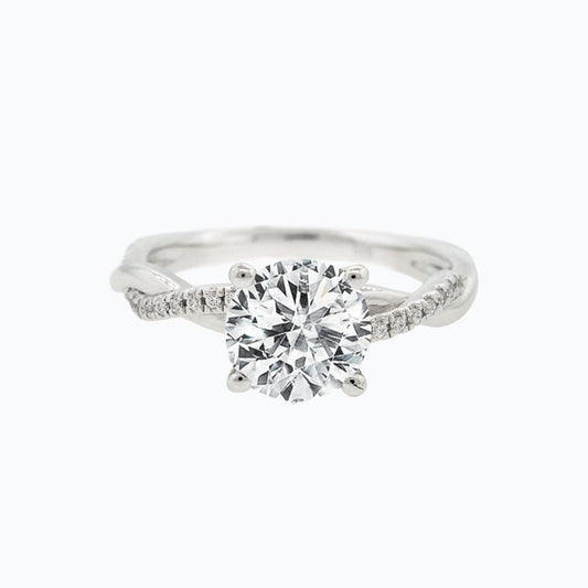 1.0 CT Round Shaped Moissanite Twisted Pave Engagement Ring 1