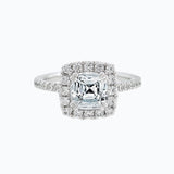 1.50 CT Asscher Shaped Moissanite Halo & Pave Engagement Ring