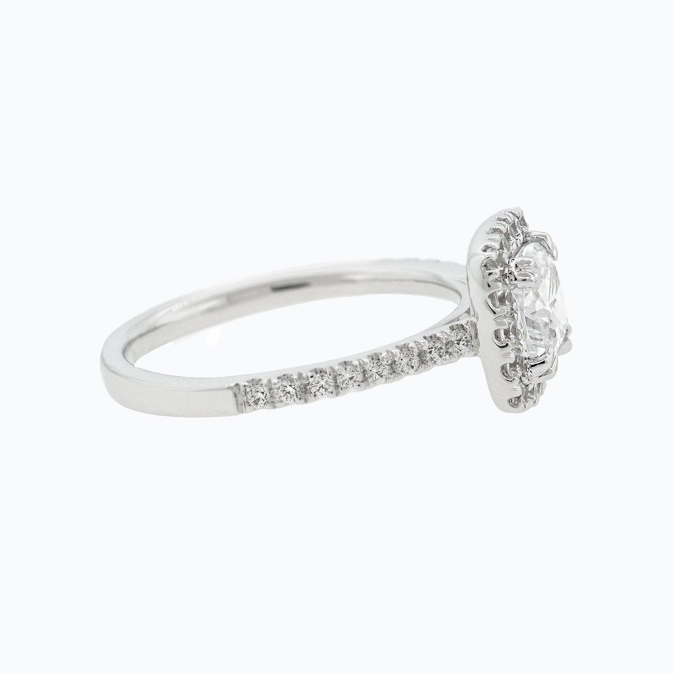 1.50 CT Asscher Shaped Moissanite Halo & Pave Engagement Ring