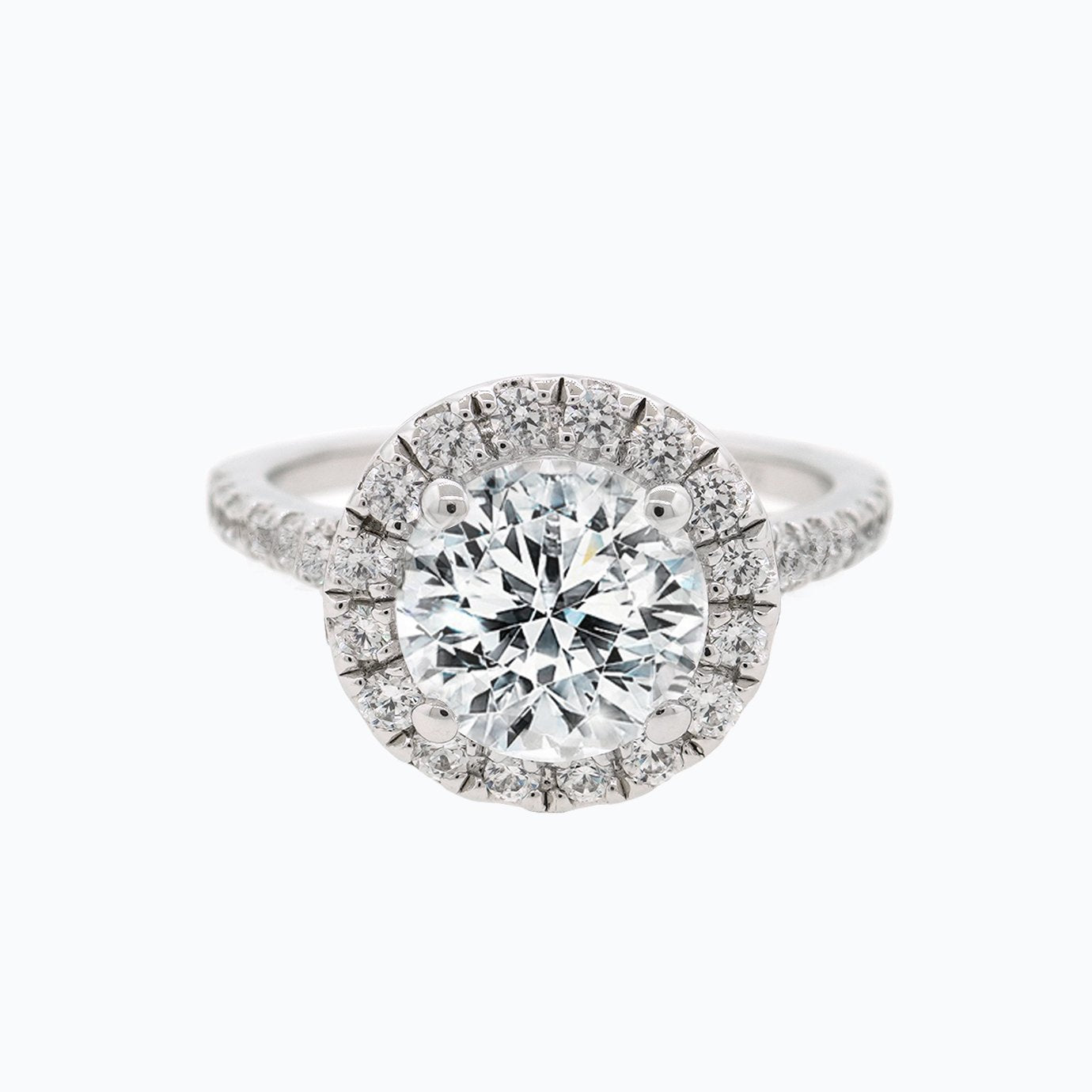 1.50 CT Round Shaped Moissanite Halo & Pave Engagement Ring