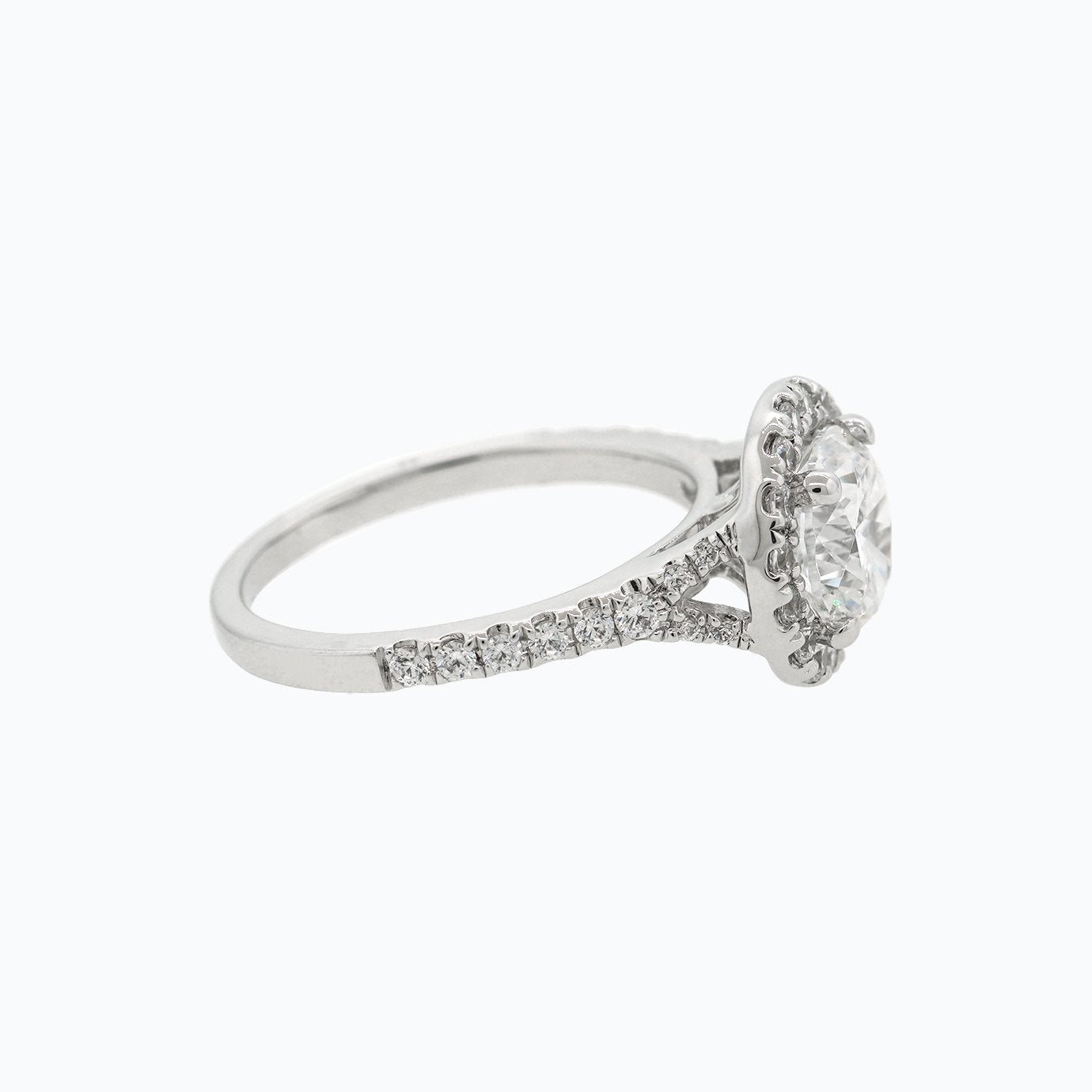 1.50 CT Round Shaped Moissanite Halo & Pave Engagement Ring