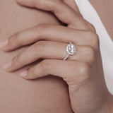 1.0 CT Round Shaped Moissanite Halo & Pave Engagement Ring