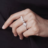 1.0 CT Round Shaped Moissanite Halo & Pave Engagement Ring